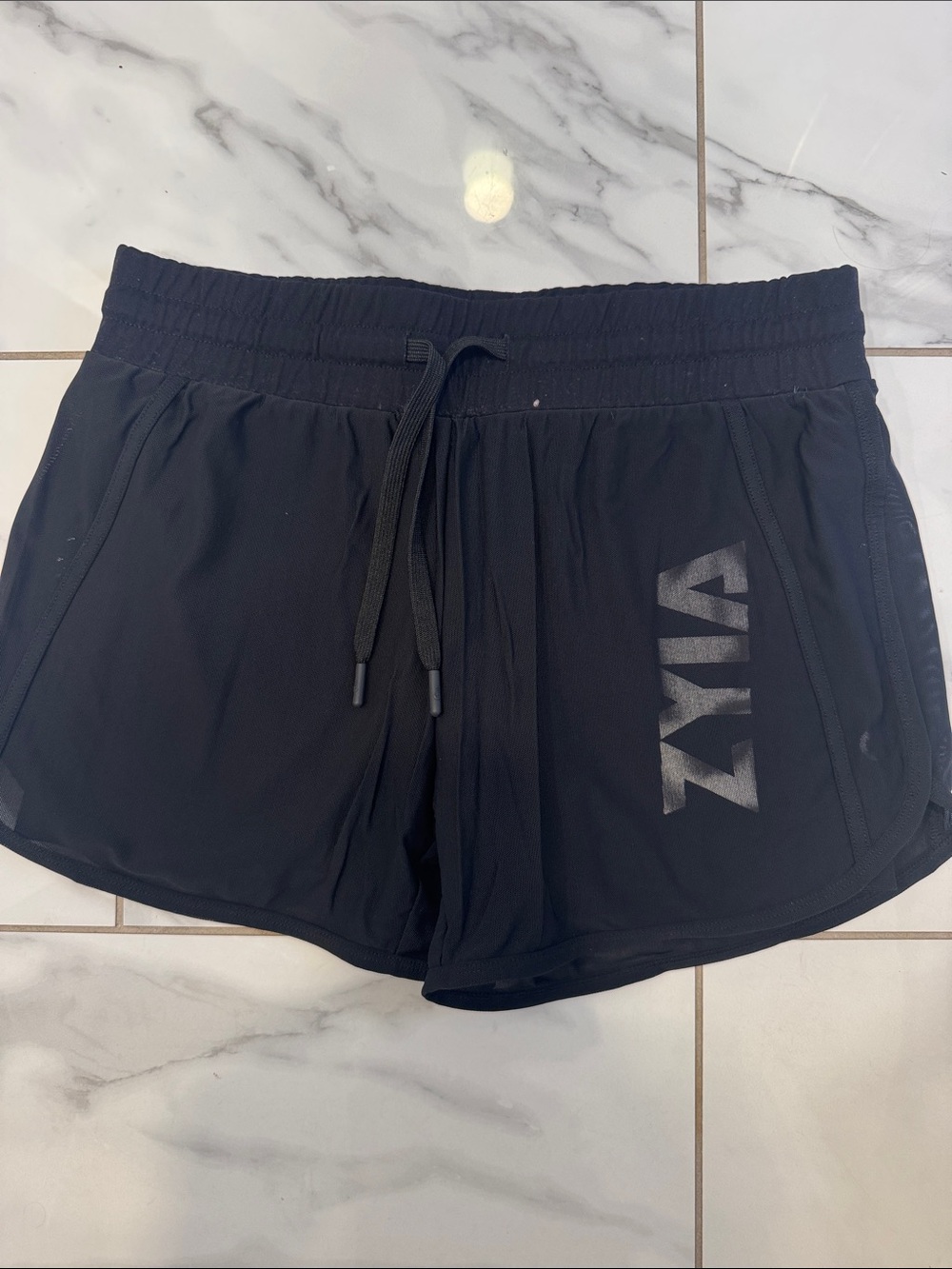 ZYIA Black Women's Athletic Shorts with Drawstring Waist